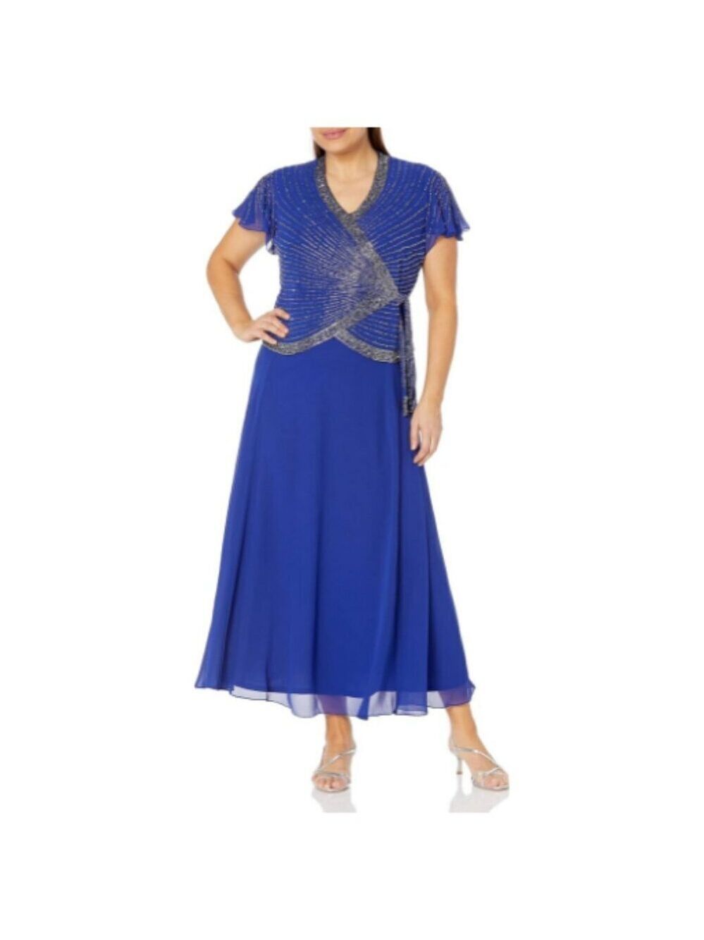 J Kara Women's Faux Wrap Long Dress 6P NWT